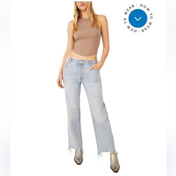 NWT We the Free Maggie Ripped Crop Straight Leg Jeans size 24” - Picture 1 of 10